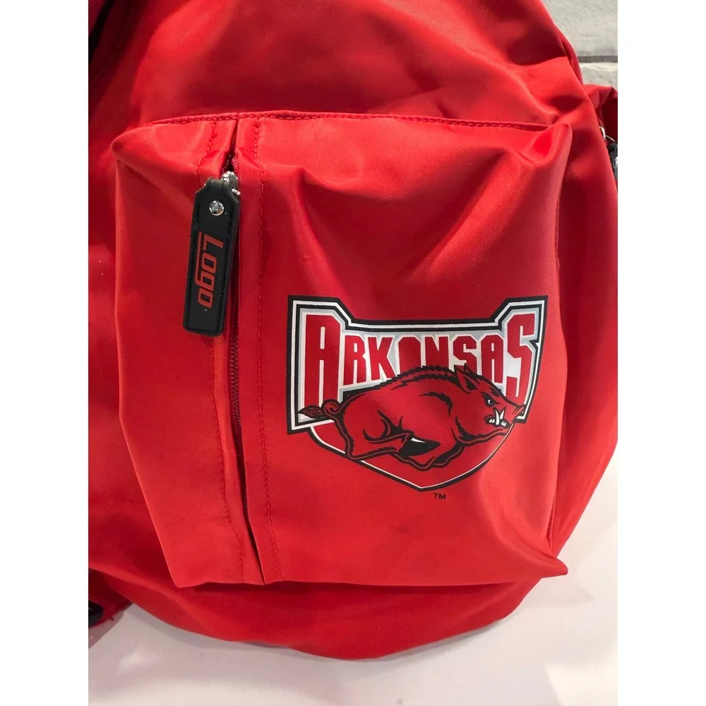 Logo Arkansas Razorbacks Sling Backpack Mens Womens Red Nylon Crossbody Bag NCAA